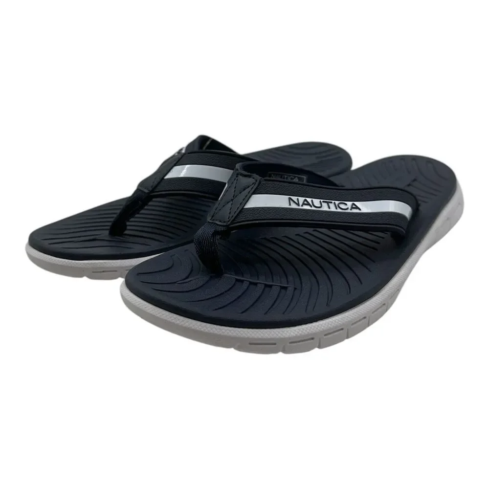Nautica THEOD‎ Shower Sandals Men's Size 10 Navy Blue White Thong Flip Flops NWT